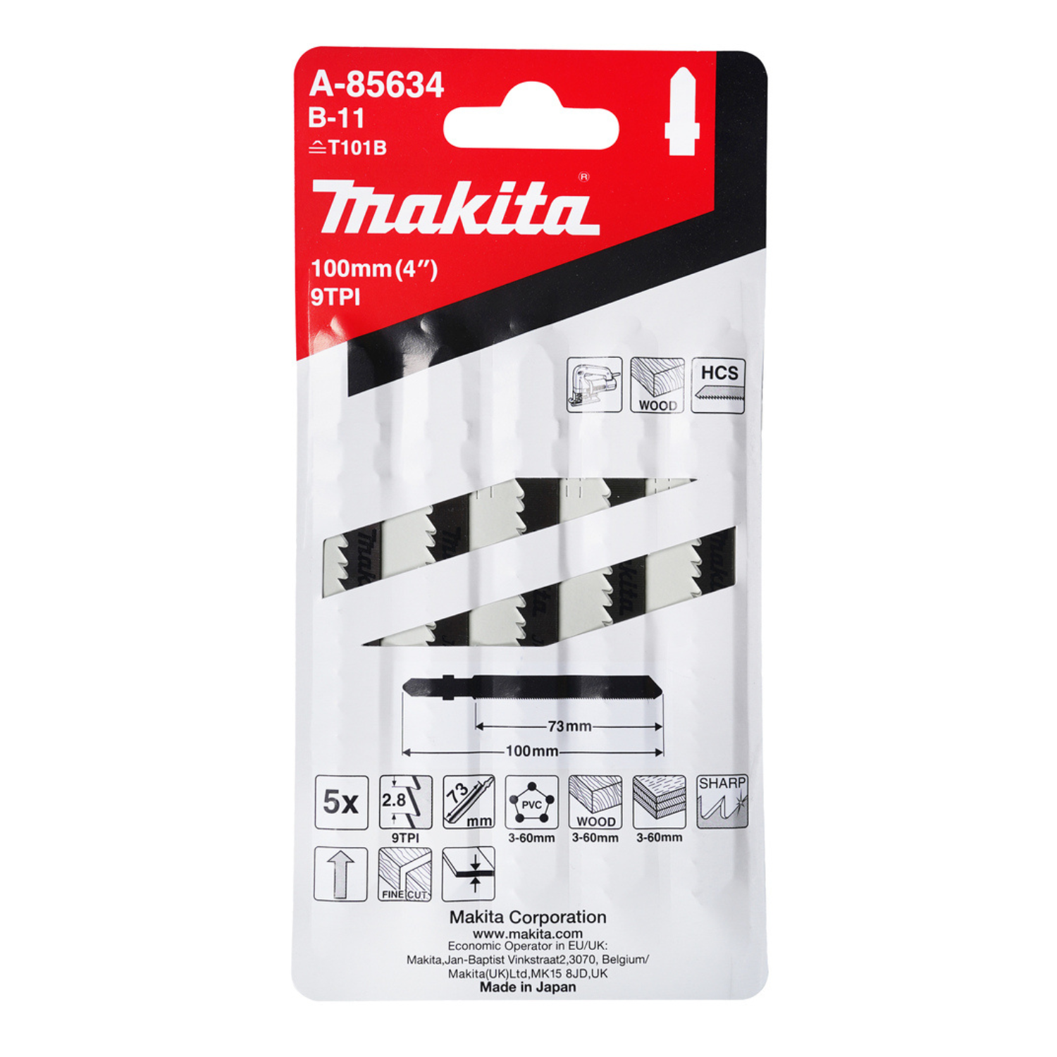 Makita Stichsägeblatt B-11 Holz/Kunststoff A-85634 • Arbeitslänge: 73 mm • 5 Stück – Bild 3