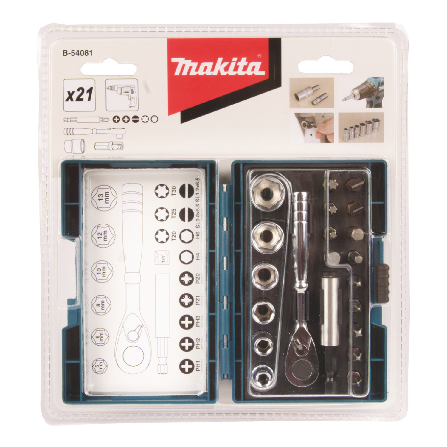 Makita Ratschen-Bit-Set 21-tlg. B-54081 21-teilig • PH, PZ, T, SL, H – Bild 4