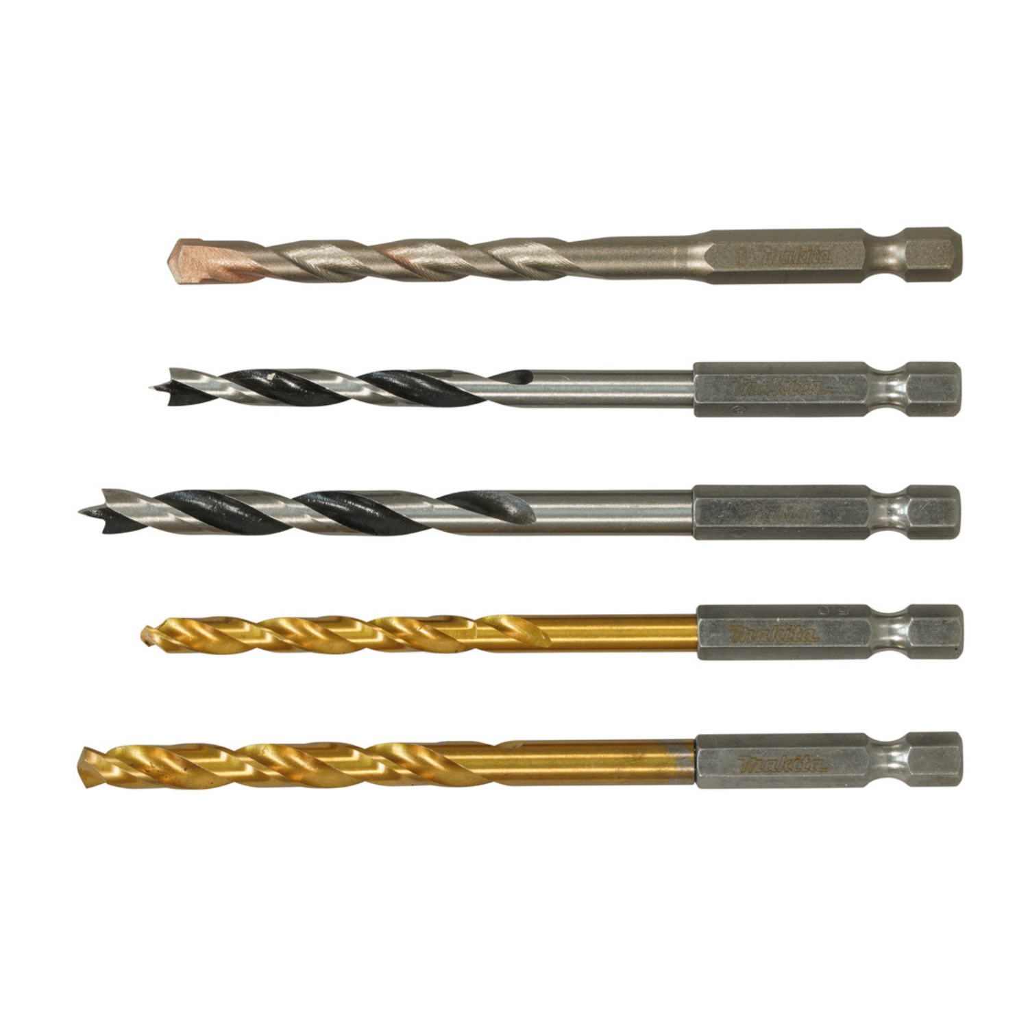 Makita 5-tlg. Metall-/Stein-/Holzbohrerset 1/4" D-23759 – Bild 3